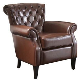 Franklin Tufted Leather Arm Chair in Brown