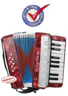 D'Luca G104 RD PL Kids Piano Accordion 17 Keys 8 Bass, Red Perloid Musical Instruments