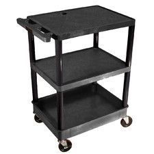 Top and Middle Flat Shelf and Bottom Tub Shelf Utility Cart