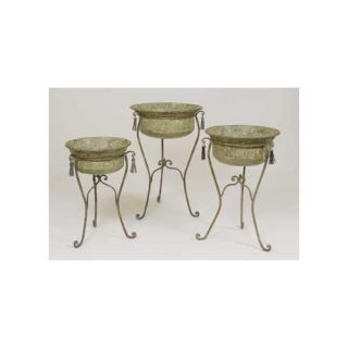 Set of 3 plant stands Hand painted Wire stands Metal construction