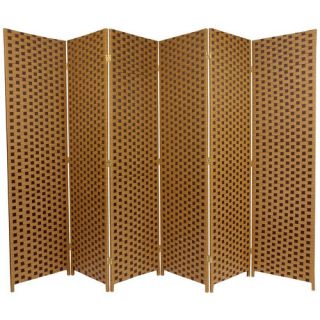 Woven Fiber 6 Panel Room Divider in Brown and Tan