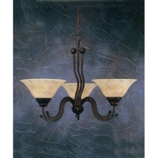 Toltec Lighting Wave 3 Light  Chandelier with Italian Marble Glass