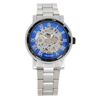 Fashion Stainless Steel Skeleton Mens Business Mechanical Hand wind Sport Watch Watches
