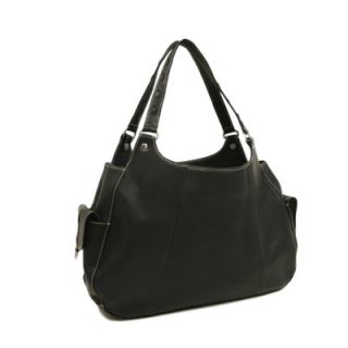 Piel Ladies Side Pocket Hobo Bag in Black