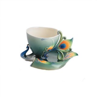 Franz Collection Peacock Splendor Porcelain Tea Cup Set