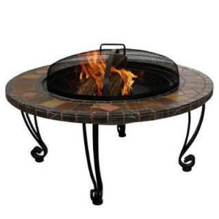 Uniflame Corporation Outdoor Slate Mantel with Copper Accents Fire Pit
