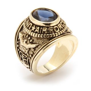 Palm Beach Jewelry Mens 14K Gold Plated Oval Crystal Air Force Ring