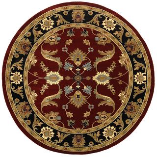 Traditional Red And Black Rug (62 Round)