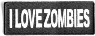 Embroidered Iron On Patch   I Love Zombies 4" x 1.5" Patch Clothing
