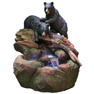 Alpine Fiberglass Bears Stream Fountain with LED Light