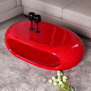 Glossy Functional Oval Coffee Table