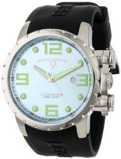 Swiss Legend Men's 30021 012 Ambassador Light Silver Blue Dial Black Silicone Watch Watches