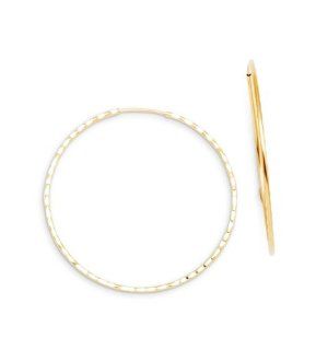 Large 14k Yellow Gold Thin Round Hoop Womens Earrings Jewelry