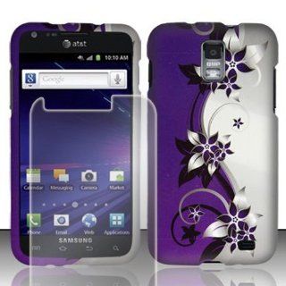 Duo Package  Hard Cover Purple/Silver Vines Design Case + One Tough Shield (TM) Brand Clear Screen Protector for Samsung Galaxy S II Skyrocket (AT&T Model SGH i727 Only) Cell Phones & Accessories