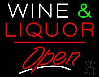 Wine and Liquor Script2 Open White Line Outdoor Neon Sign 24" Tall x 31" Wide x 3.5" Deep  Business And Store Signs 