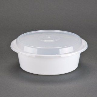 Newspring NC 729 White 32 oz. VERSAtainer 7" x 2" Round Microwavable Container with Lid 150/CS Health & Personal Care