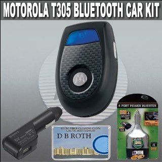 Motorola T305 Bluetooth Portable Hands Free Speaker (Black) + Sony DC Adapter + Digital Concepts 4 Port Power Inverter + DB ROTH Microfiber Cleaning Cloth Automotive