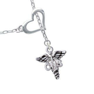Caduceus   CNS Heart Lariat Charm Necklace Pendant Necklaces Jewelry