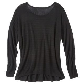 Pure Energy Womens Plus Size Long Sleeve Pullover Sweater   Black 2X