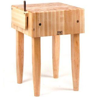 Pro Chef Prep Table with Butcher Block Top Casters Not Included, Size 24" W x 24" D Home & Kitchen