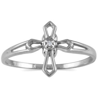 10K Round Cut Diamond Cross Ring