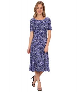 Jessica Howard 3/4 Sleeve Ruched Waist Womens Dress (Purple)