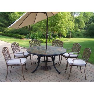 Oakland Living Stone Art Dining Set with Cushions and Umbrella