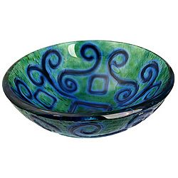 Aqua Blue Glass Vessel Bowl Sink
