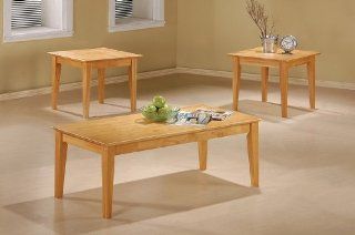 3pc Contemporary Maple Finish Wood Coffee Table & 2 End Tables Set   Living Room Furniture Sets
