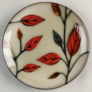 Pier 1 Leaves Salad Plate, Fine China Dinnerware   Red & Green Leaves On Cream,C
