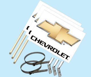 NEOPlex   "Chevrolet Logo"   Complete 3 flag Package   Includes 3 flags on Wooden Poles and a 3 flag Pole Bracket  Outdoor Flags  Patio, Lawn & Garden