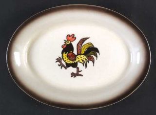 Metlox   Poppytrail   Vernon Red Rooster 11 Oval Serving Platter, Fine China Di