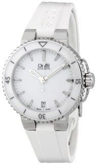 Oris Aquis Date White Dial Automatic White Rubber Ladies Watch OR733 7652 415RS Oris Watches