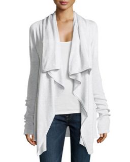 Draped Front Stretch Knit Cardigan, Silver Heather