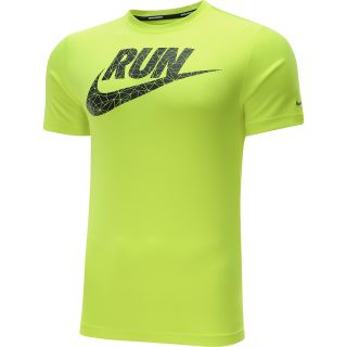 NIKE Mens Legend Swoosh Short Sleeve Running T Shirt   Size 2xl, Volt/silver