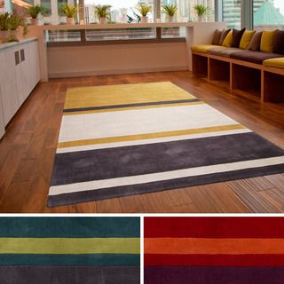 Hand tufted Stripe Contemporary Area Rug (36 X 56)