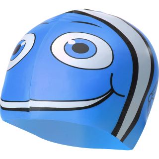 TYR Happy Fish Junior Silicone Swim Cap, Blue