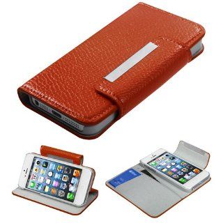 Fits Apple iPhone 5 Hard Plastic Snap on Cover Orange Premium Book Style MyJacket Wallet (with card slot) (734) AT&T, Cricket, Sprint, Verizon (does NOT fit Apple iPhone or iPhone 3G/3GS or iPhone 4/4S) Cell Phones & Accessories