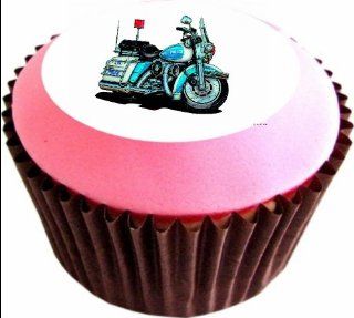 HARLEY DAVIDSON POLICE 12 x 38mm (1.5 Inch)Cake Toppers Edible wafer paper 734   Decorative Cake Toppers