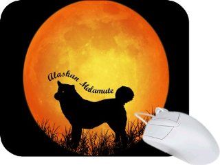 Rikki KnightTM Alaskan Malamute Dog Silhouette By Moon Lightning Series Gaming Mouse Pad 