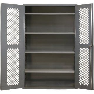 Durham Heavy Duty Welded 14 Gauge Steel Ventilated Cabinet, EMDC 481872 95, 700 lbs Capacity, 18" Length x 48" Width x 72" Height, 3 Shelves, Gray Powder Coat Finish Science Lab Safety Storage Cabinets