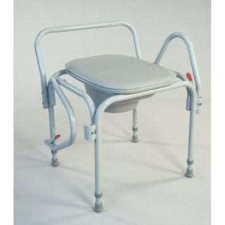 Drop Arm Elongated Seat Commode in Dove Gray
