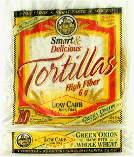 7" La Tortilla Factory Green Onion Low Carb Tortillas (Regular Size)  Grocery & Gourmet Food