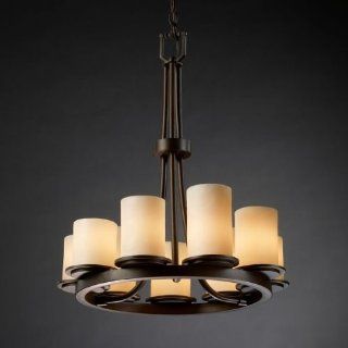 Justice Design Group CNDL 8766 AMBR DBRZ Dark Bronze with Amber Shades CandleAria Dakota 9 Light Ring Chandelier from the CandleAria Collection    