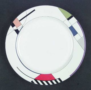 Sango Radius Dinner Plate, Fine China Dinnerware   Black,Red,Yellow,Green&Blue G