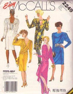 McCall's 2249 Vintage 80's Sewing Pattern Amazing Sexy Draped Ruched Wrap Panels Cocktail Party Dress, Evenng Gown Size 12 16  Sewing Templates  