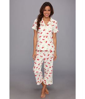 BedHead Poplin S/S Capri PJ Set Womens Pajama Sets (White)