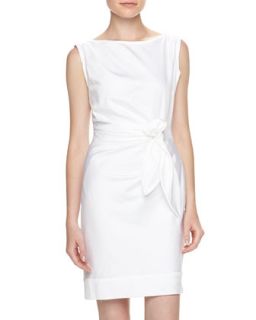 New Della Draped Side Tie Dress, White
