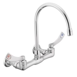 Moen Commercial Two Handle Wall Mount Kitchen Faucet with Spout