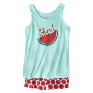 Xhilaration Girls 2 Piece Watermelon Tank Top and Short Pajama Set   Aqua L